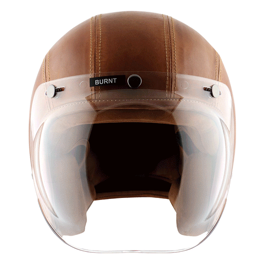 AXOR Retro Jet Leather Open Face Helmet (Burnt Camel Brown)