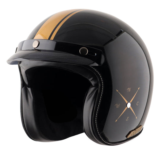 AXOR Retro Jet Euro Globe Open Face Helmet (Gloss Black)