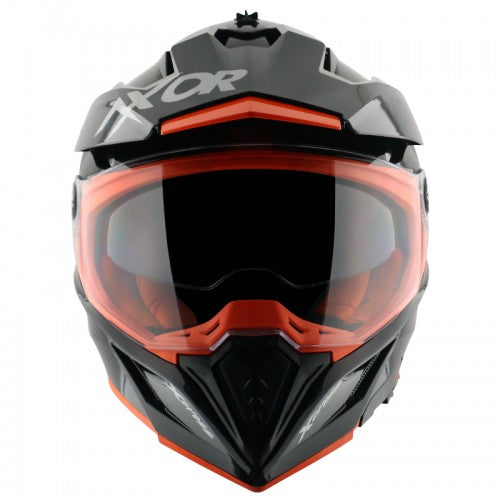 AXOR XCross Dual Visor Solid Gloss Black Orange Helmet– Moto Central