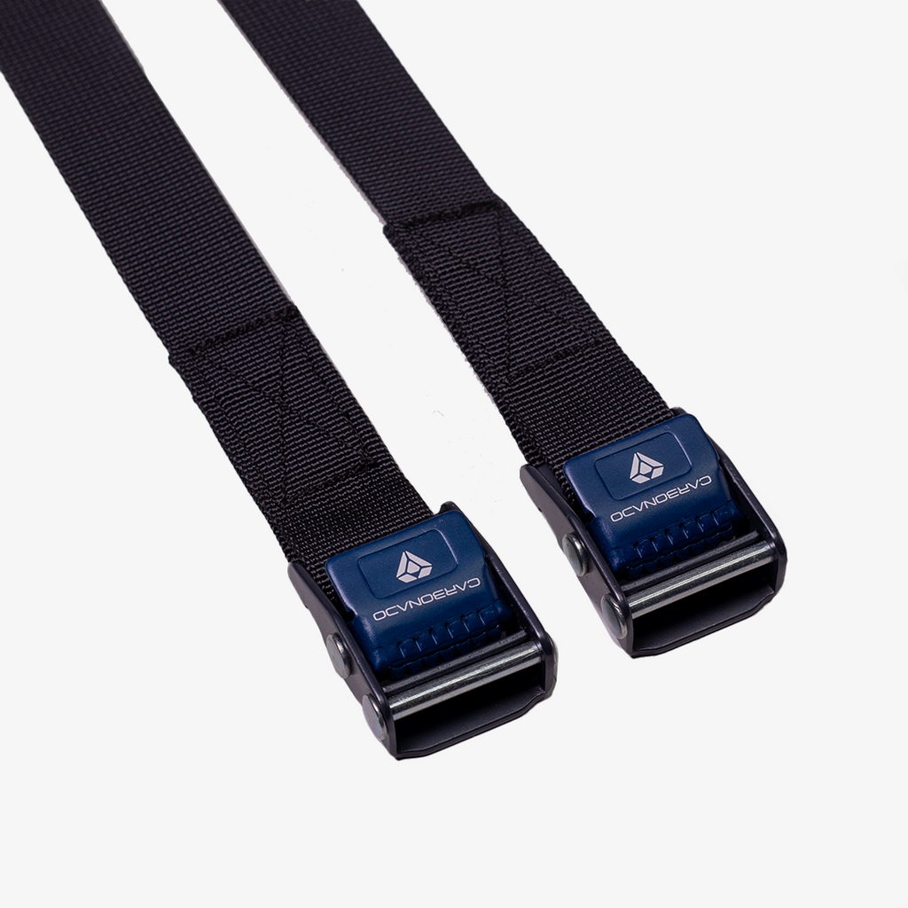 CARBONADO Multipurpose Cam Buckle Tie Down Straps Set of 2 (Black Blue)