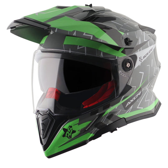 AXOR XCross Dual Visor Flash Gloss Cool Grey Green Helmet