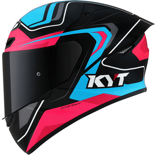 KYT TT Course Overtech Black Blue Pink Gloss Helmet