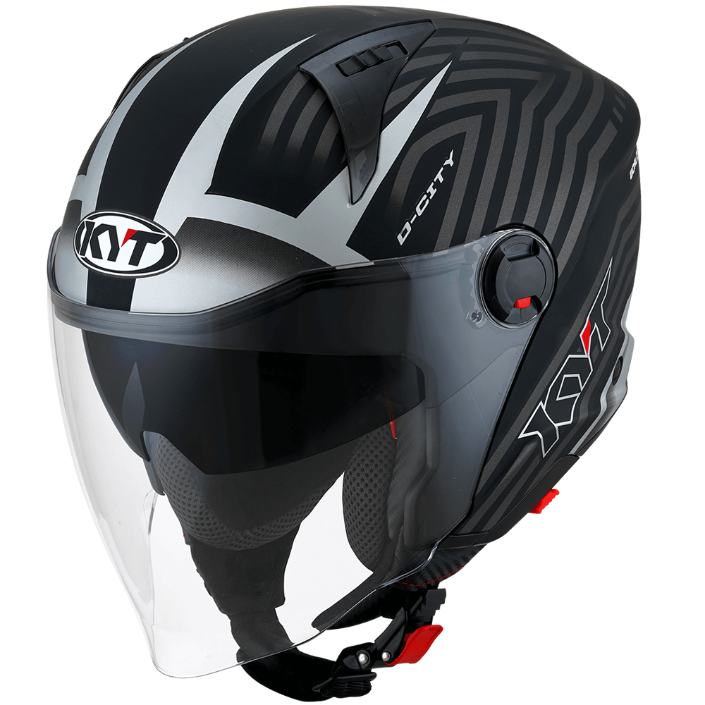 KYT D City Lucent Matt Black Silver Helmet