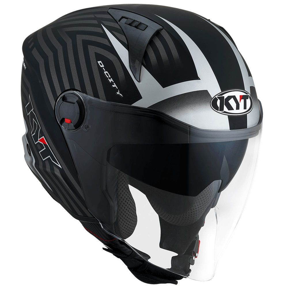 KYT D City Lucent Matt Black Silver Helmet Moto Central