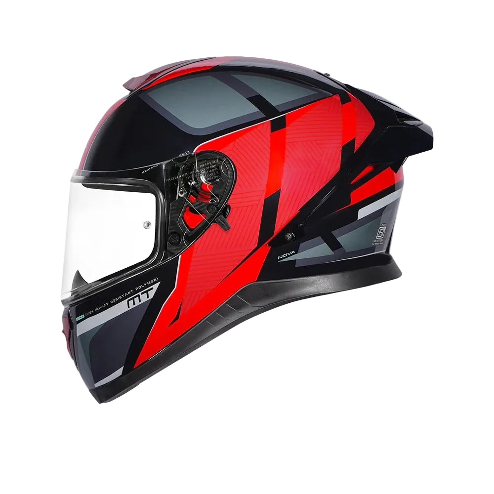 MT Thunder 3 SV Spoiler Nova B5 Gloss Black Grey Red Helmet - Moto Central