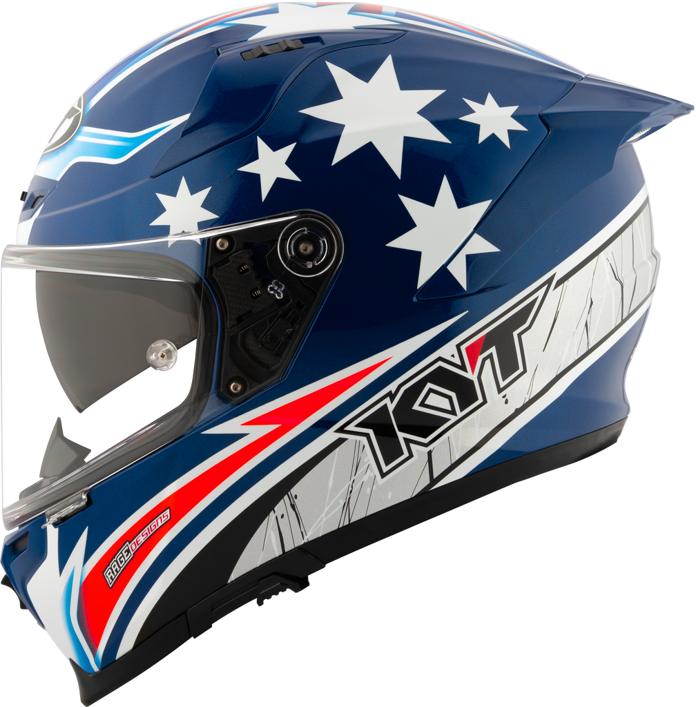KYT Striker 2V Brock Parkes Replica Gloss Blue White Helmet