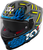 KYT Striker 2V Flaming Gloss Grey Blue Helmet