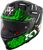 KYT Striker 2V Flaming Gloss Anthracite Green Helmet