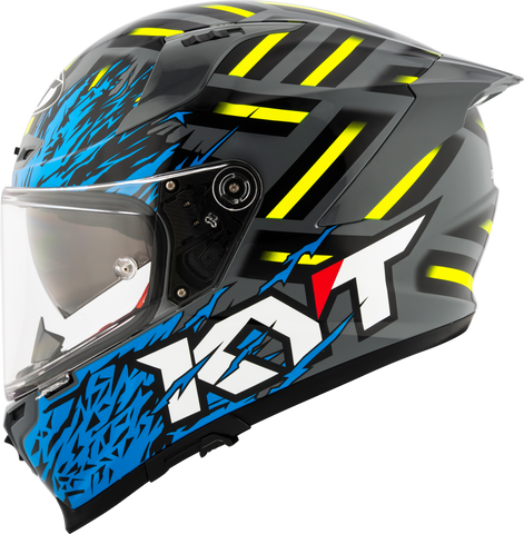 KYT Striker 2V Flaming Gloss Grey Blue Helmet