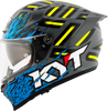KYT Striker 2V Flaming Gloss Grey Blue Helmet