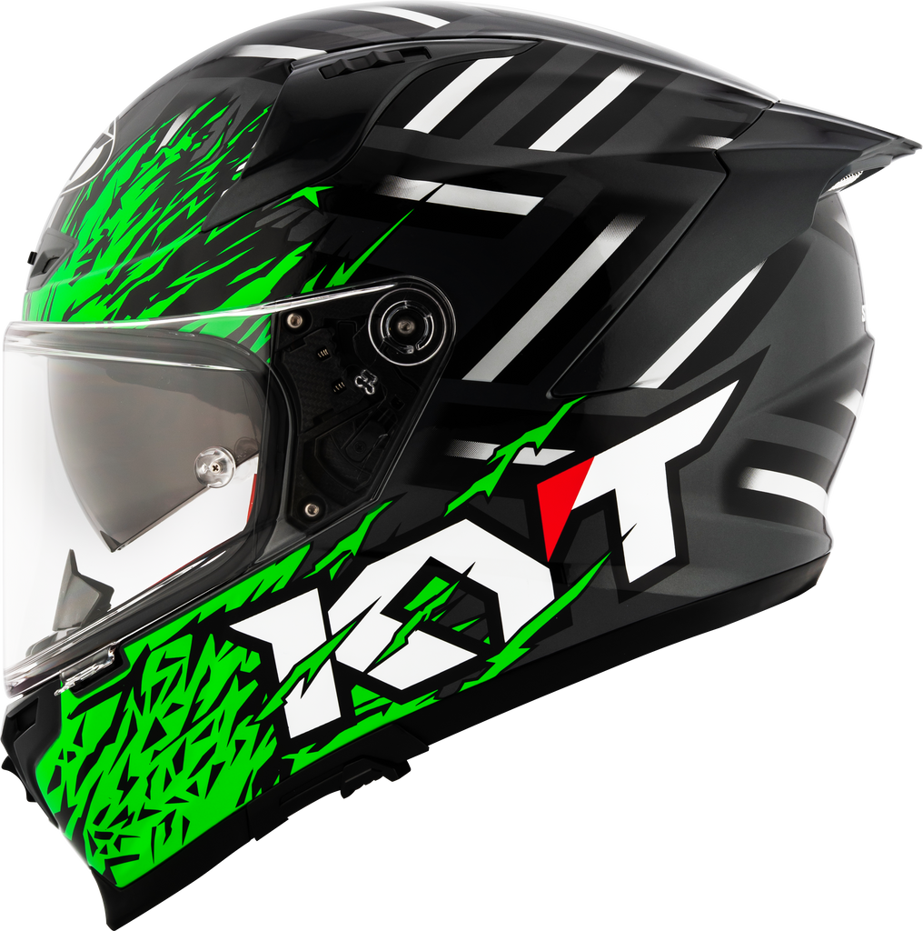 KYT Striker 2V Flaming Gloss Anthracite Green Helmet