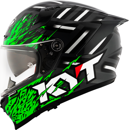 KYT Striker 2V Flaming Gloss Anthracite Green Helmet