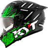 KYT Striker 2V Flaming Gloss Anthracite Green Helmet