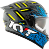 KYT Striker 2V Flaming Gloss Grey Blue Helmet