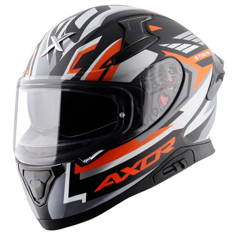 AXOR Apex Streak Dull Black Orange Helmet