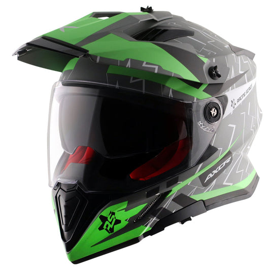 AXOR XCross Dual Visor Flash Dull Cool Grey Green Helmet