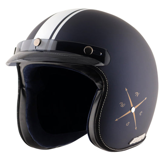AXOR Retro Jet Euro Globe Open Face Helmet (Dull Royal Blue)