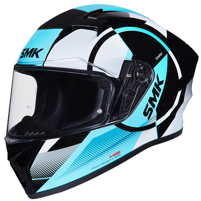 SMK Stellar Sports Faro Gloss Black White Blue (GL215) Helmet