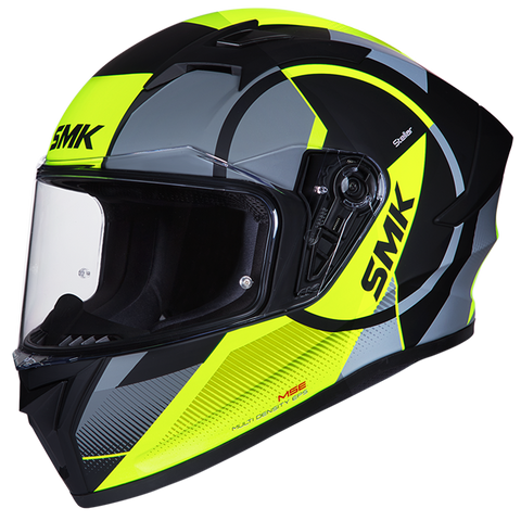SMK Stellar Sports Faro Gloss Black Grey Yellow (GL264) Helmet