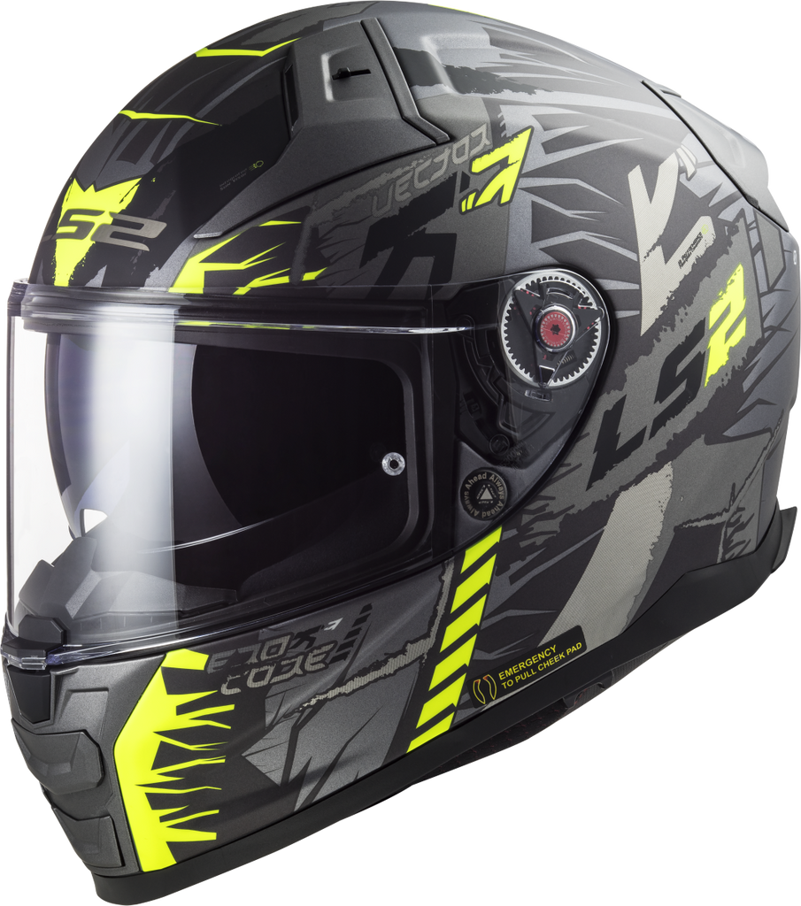 LS2 FF811 VECTOR II Techbot Gloss Hi Viz Yellow Helmet