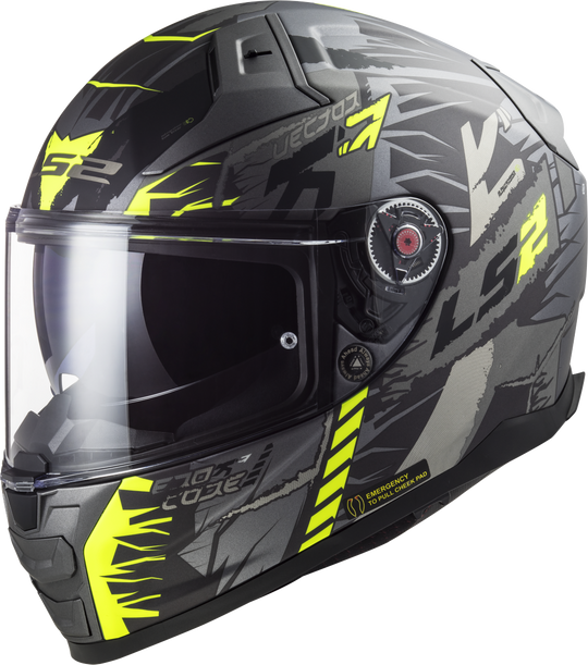 LS2 FF811 VECTOR II Techbot Gloss Hi Viz Yellow Helmet