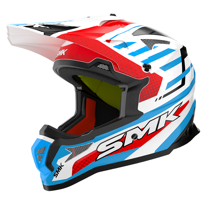 SMK Allterra Bulldozer White Blue Red Gloss (GL153) Helmet