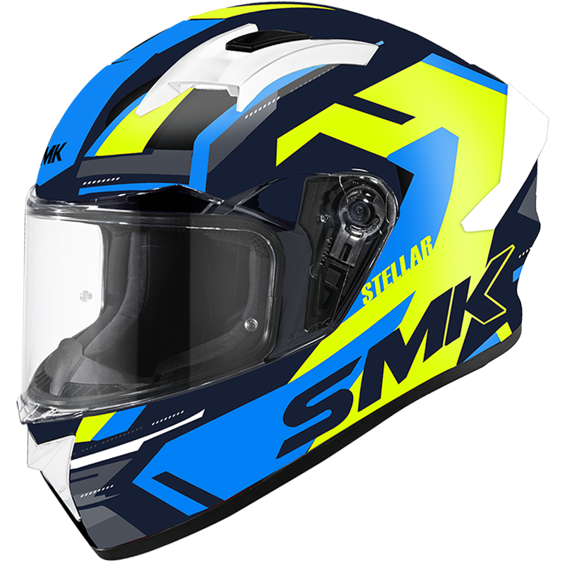 SMK Stellar Sports K Power Gloss Black Yellow Blue (GL245) Helmet