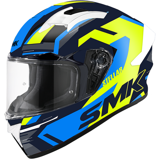 SMK Stellar Sports K Power Matt Black Yellow Blue (MA245) Helmet