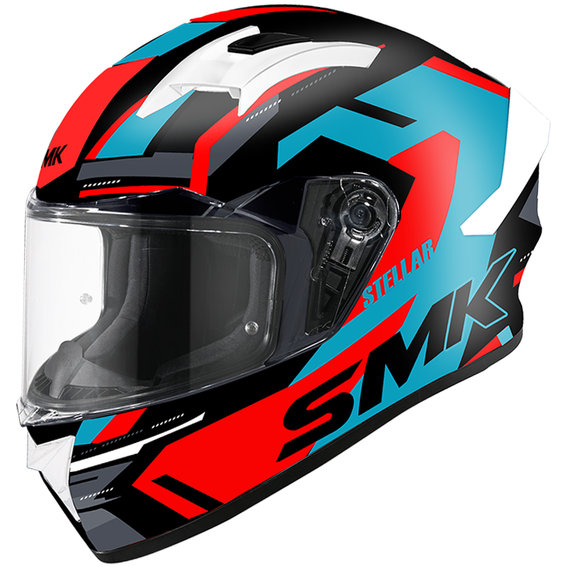 SMK Stellar Sports K Power Gloss Black Blue Red (GL253) Helmet