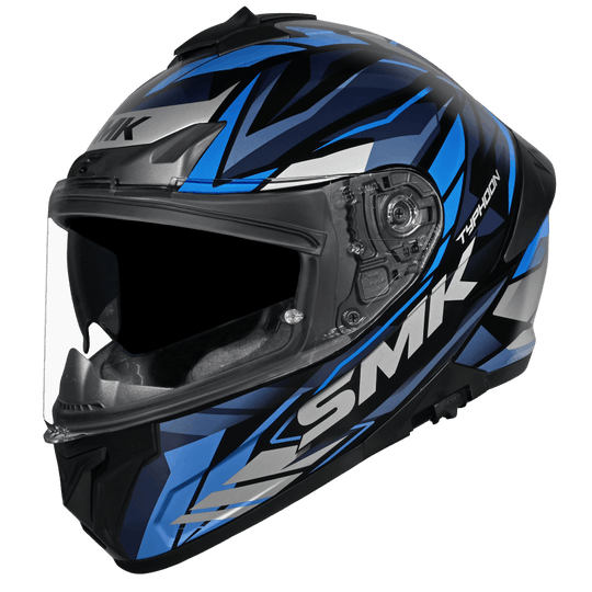 SMK Typhoon Rival Gloss Black Blue Grey (GL256) Helmet