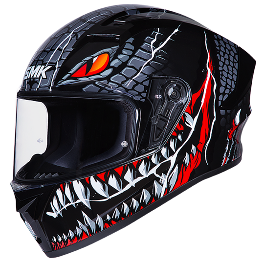 SMK Stellar Sports Taotei Gloss Black Grey Red (GL263) Helmet