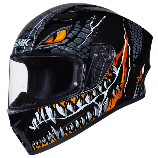 SMK Stellar Sports Taotei Gloss Black Grey Orange (GL267) Helmet