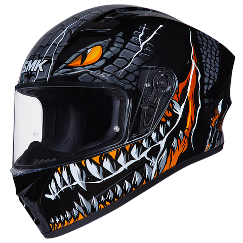 SMK Stellar Sports Taotei Gloss Black Grey Orange (GL267) Helmet