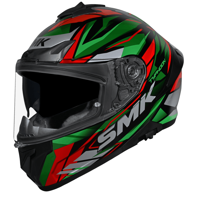 SMK Typhoon Rival Gloss Black Green Red (GL283) Helmet