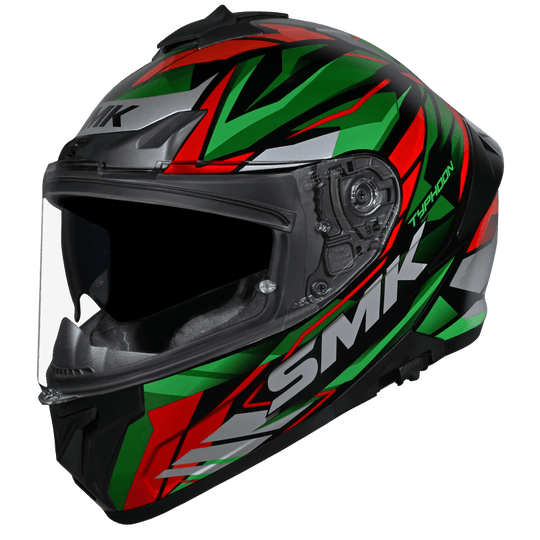 SMK Typhoon Rival Gloss Black Green Red (GL283) Helmet
