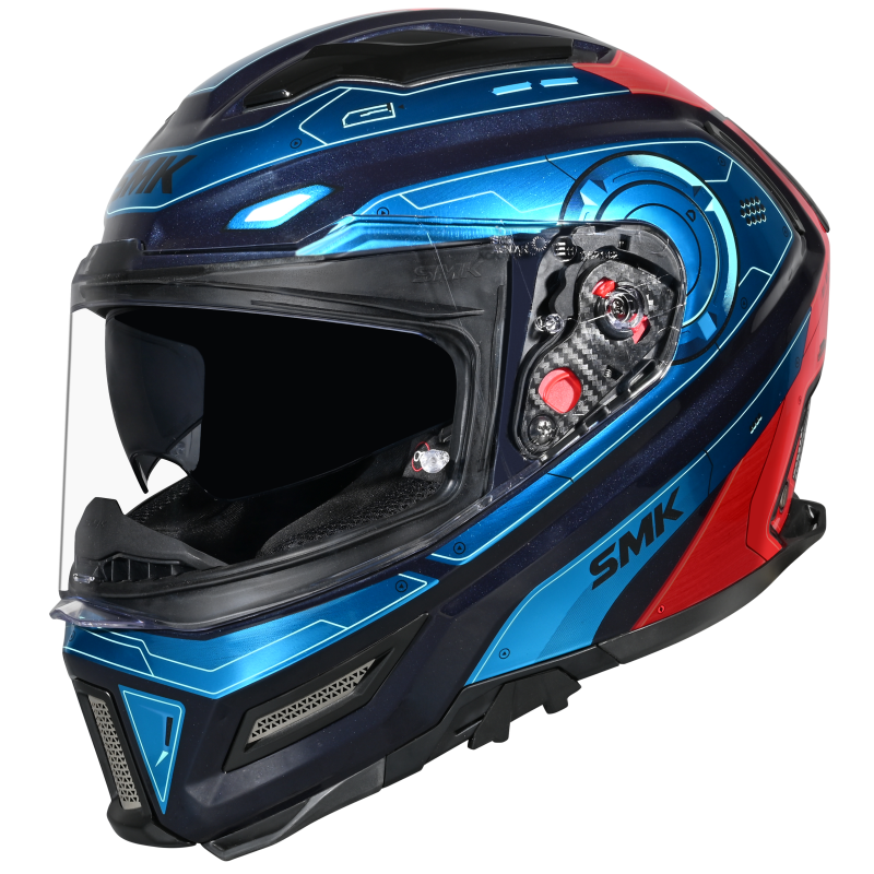 SMK Agnar Cyborg Gloss Blue Red (GL535) Helmet