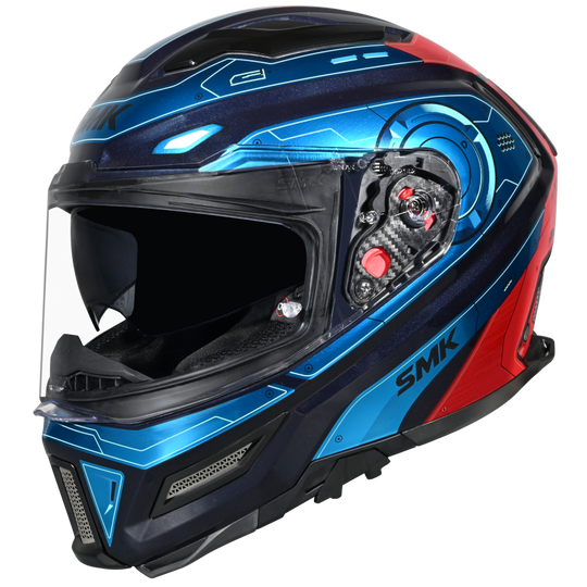 SMK Agnar Cyborg Gloss Blue Red (GL535) Helmet