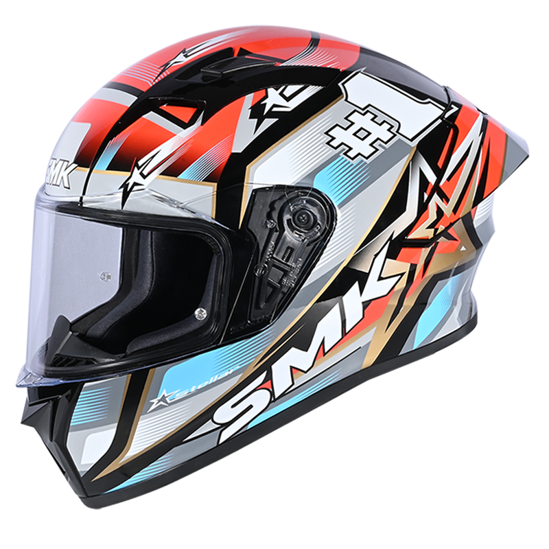 SMK Stellar Sports Uno Gloss Black Grey Red (GL263) Helmet