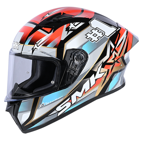 SMK Stellar Sports Uno Gloss Black Grey Red (GL263) Helmet