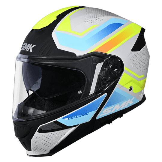 SMK Gullwing Supertour Grey Blue Yellow Gloss (GL654) Helmet