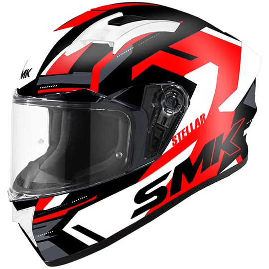 SMK Stellar Sports K Power Matt Black Red White (MA231) Helmet