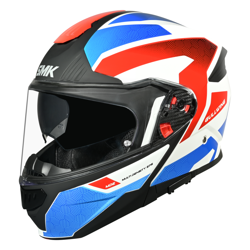 SMK Gullwing Soinc Gloss White Blue Red (GL153) Helmet - Moto Central