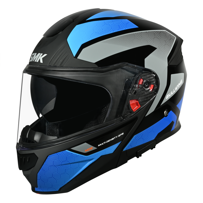 SMK Gullwing Soinc Gloss Black Blue Grey (GL256) Helmet