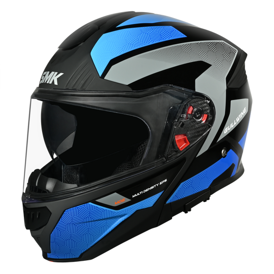 SMK Gullwing Soinc Gloss Black Blue Grey (GL256) Helmet