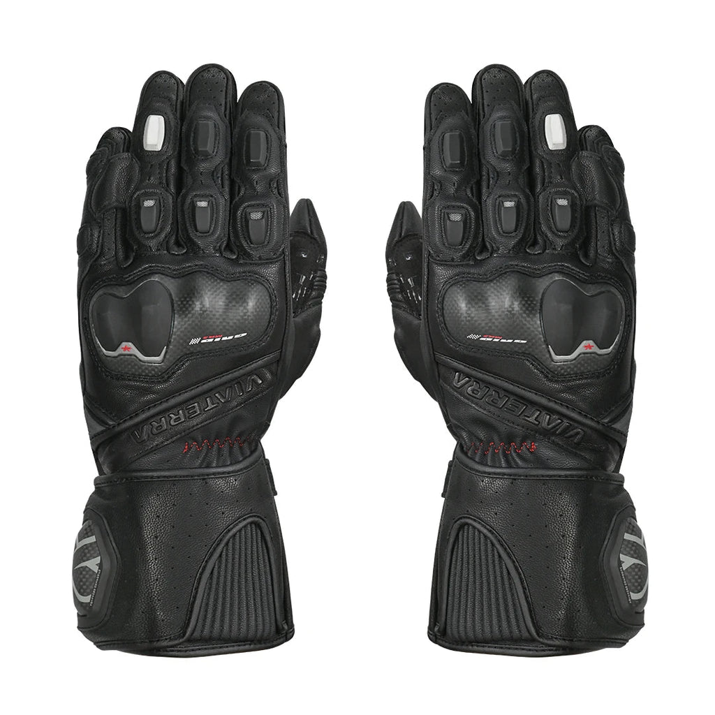 Viaterra Grid MK3 Full Gauntlet Motorcycle Riding Gloves (Black)