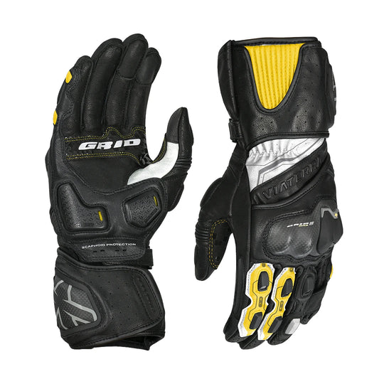Viaterra Grid MK3 Full Gauntlet Motorcycle Riding Gloves (Yellow)
