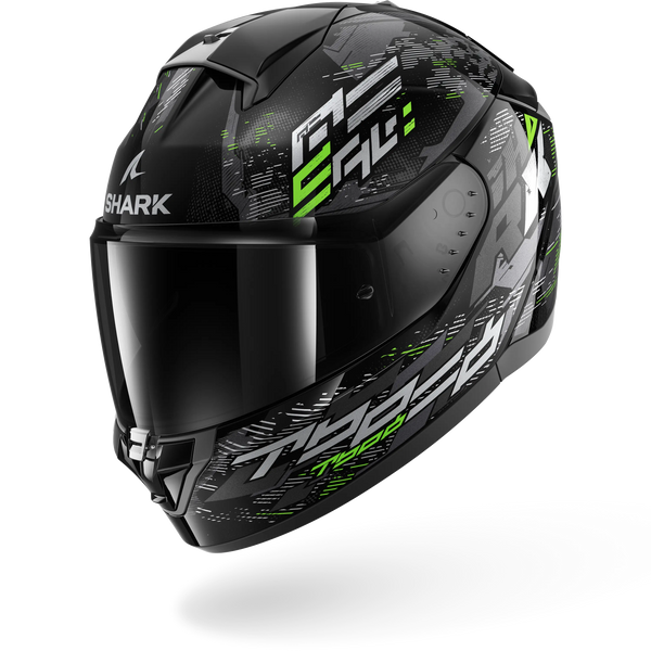 SHARK Ridill 2 Gloss Molokai Black Silver Green Helmet - Moto Central