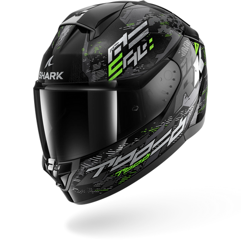 SHARK Ridill 2 Gloss Molokai Black Silver Green Helmet - Moto Central