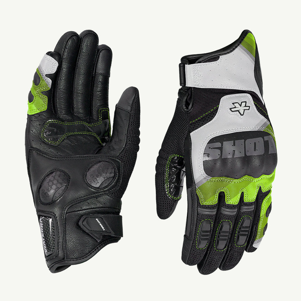 Viaterra Holeshot Pro Semi Gauntlet Motorcycle Riding Gloves (Fluorescent Green)