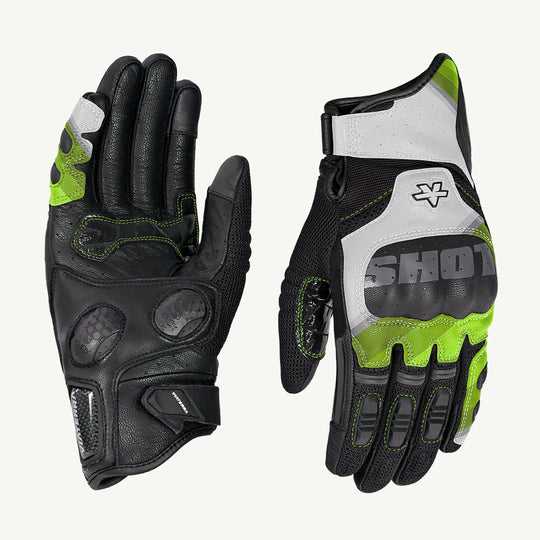 Viaterra Holeshot Pro Semi Gauntlet Motorcycle Riding Gloves (Fluorescent Green)